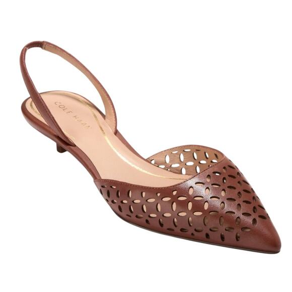 Cole Haan Womens Gilda Pumps US 10 B EU 40.5 Brown Perforated Leather NIB - Picture 1 of 12